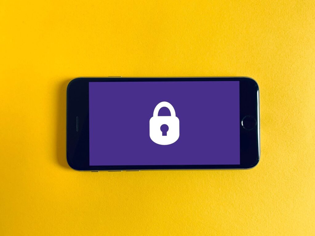 a phone with a purple background and lock